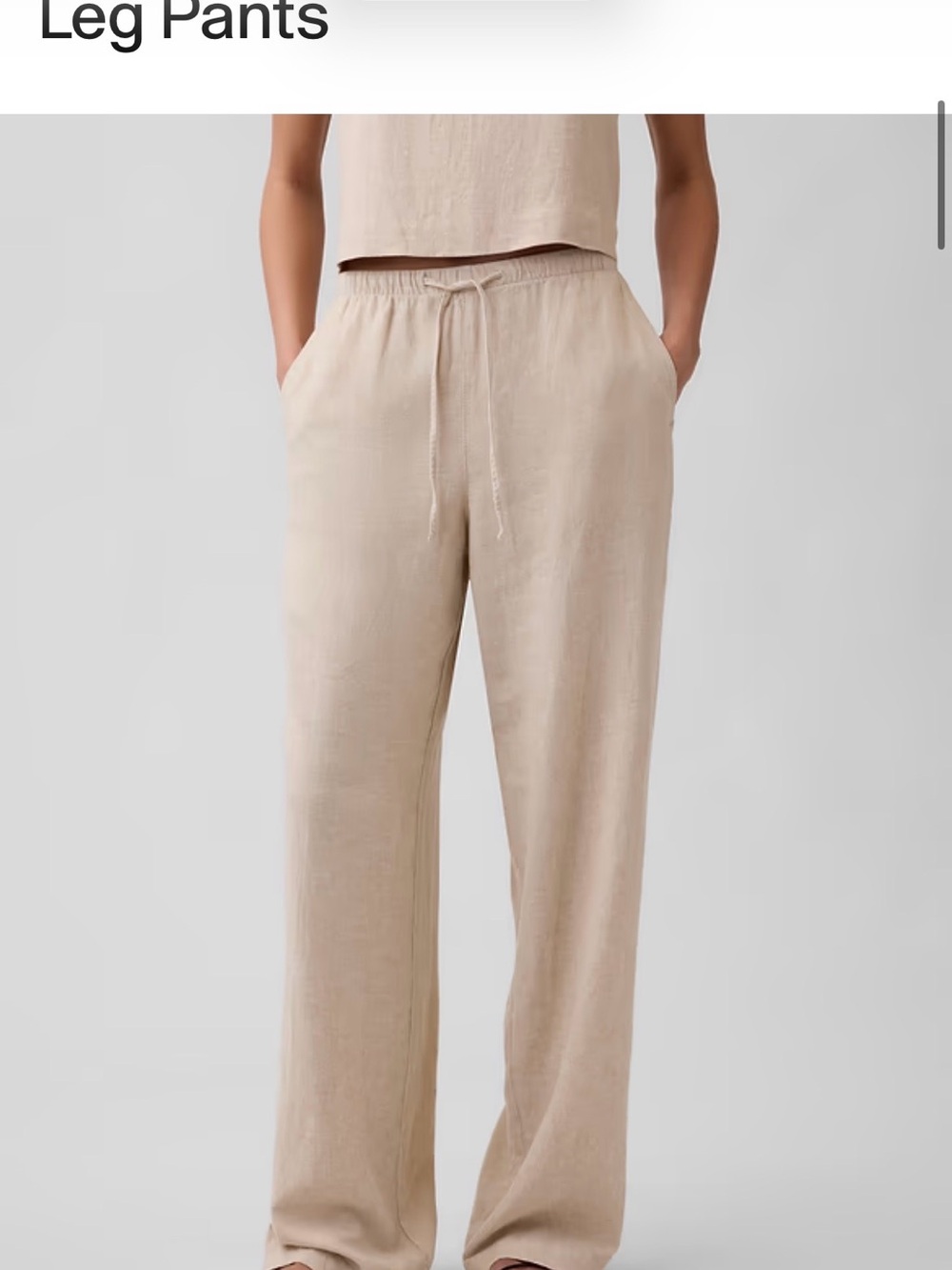 Gap Factory- Linen Blend Drawstring Wide-Leg Pants - color Flax Linen